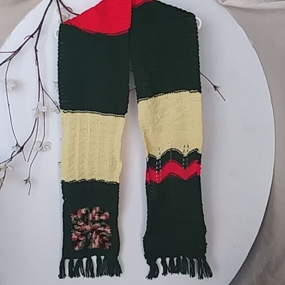 Scarf Hand-Crocheted Boho Bohemian 70s Style Sampler Granny Squares Zig … - Picture 4 of 8